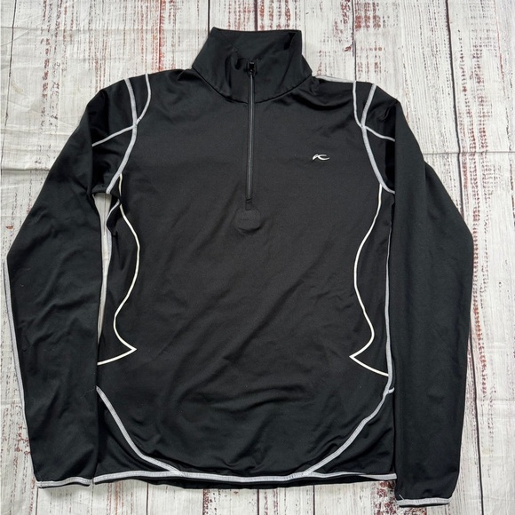 KJUS Womens Black Midlayer 1/4 Zip Performance Pullover Black Size 36/Small - Picture 1 of 6